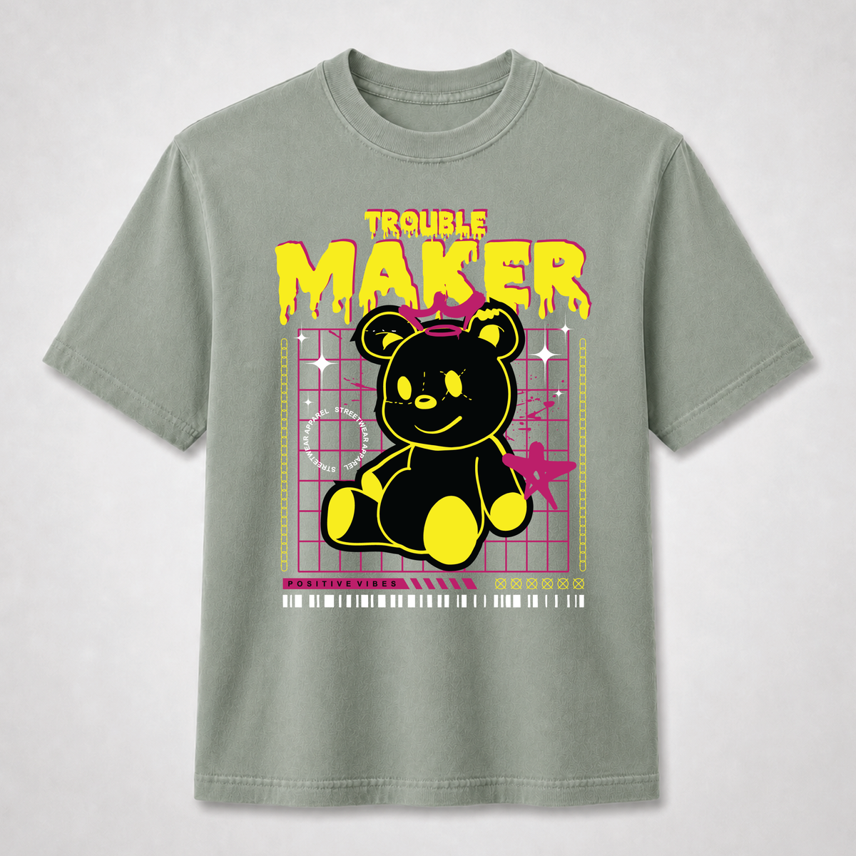 Trouble Maker Teddy Bear Streetwear Graphic Tee