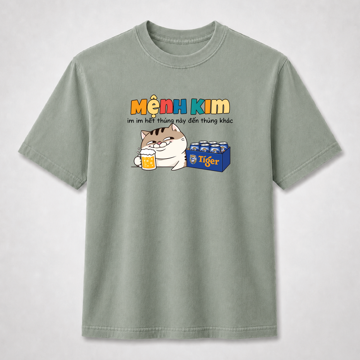 Mệnh Kim Funny Vietnamese Cat Beer Graphic Tee