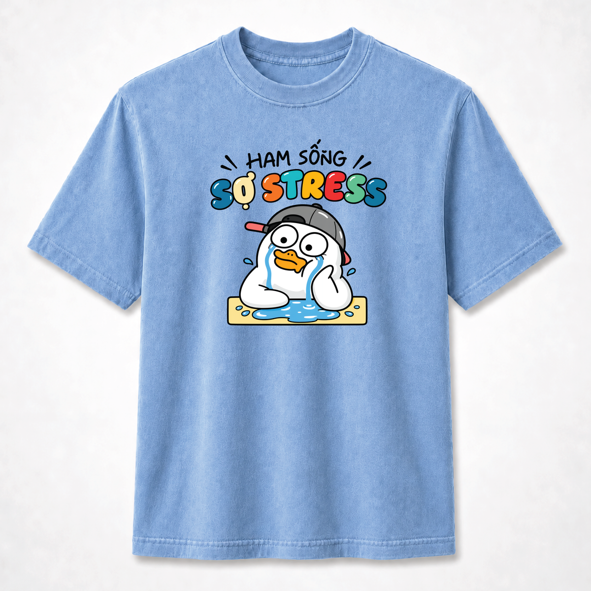 Ham Sống Sợ Stress Funny Crying Duck Graphic Tee