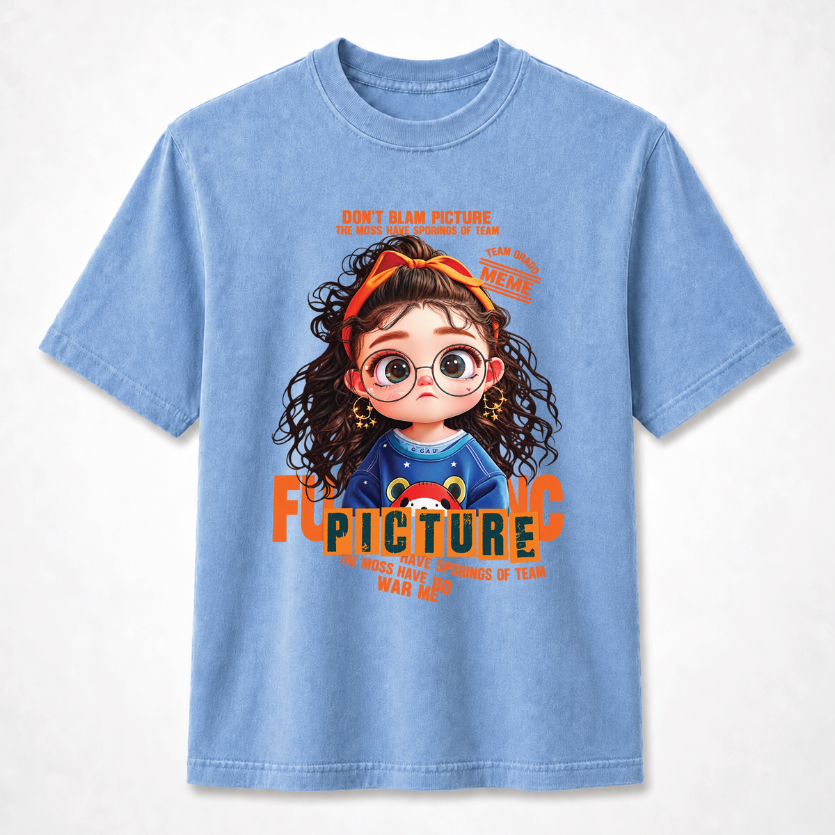 Orange Curly Girl Cute Graphic Tee