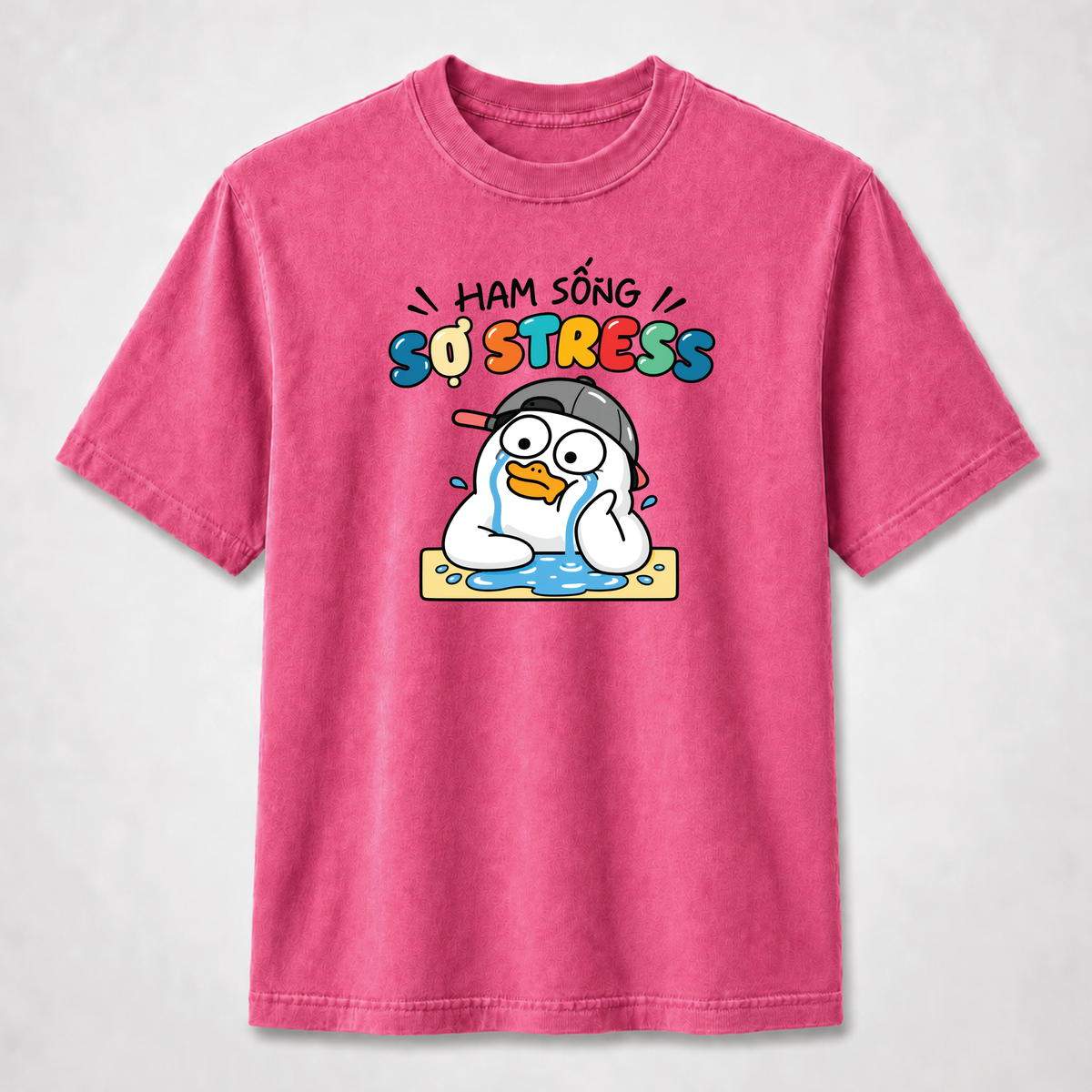 Ham Sống Sợ Stress Funny Crying Duck Graphic Tee