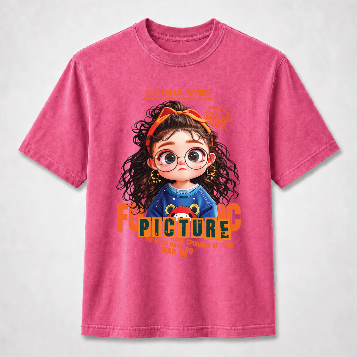 Orange Curly Girl Cute Graphic Tee