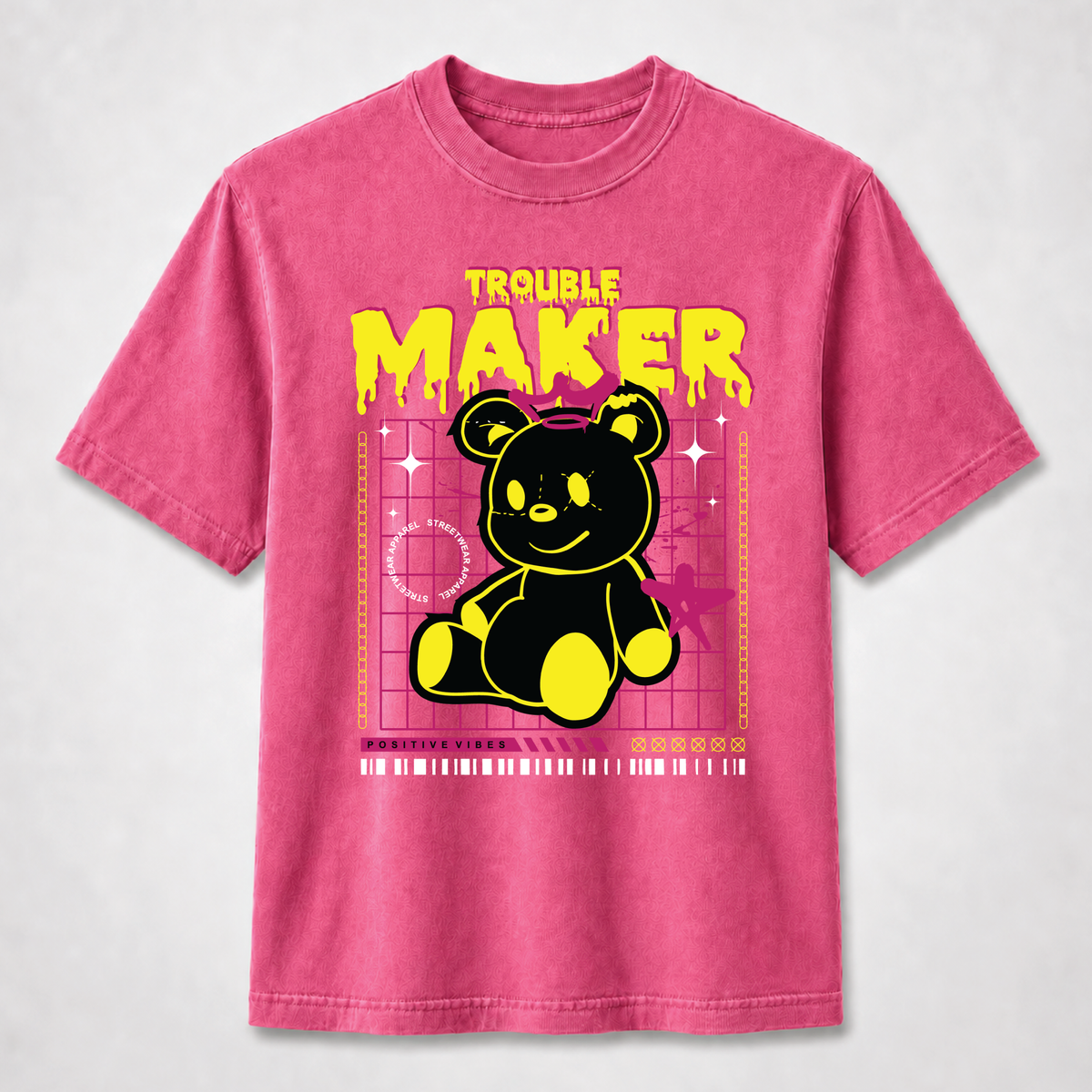 Trouble Maker Teddy Bear Streetwear Graphic Tee
