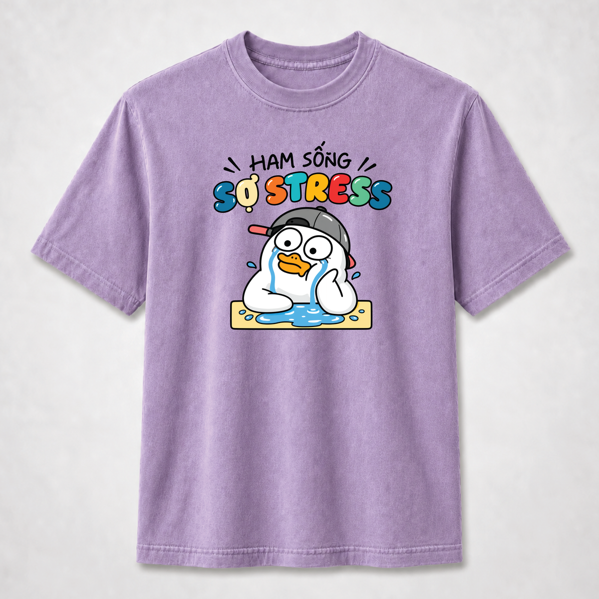 Ham Sống Sợ Stress Funny Crying Duck Graphic Tee