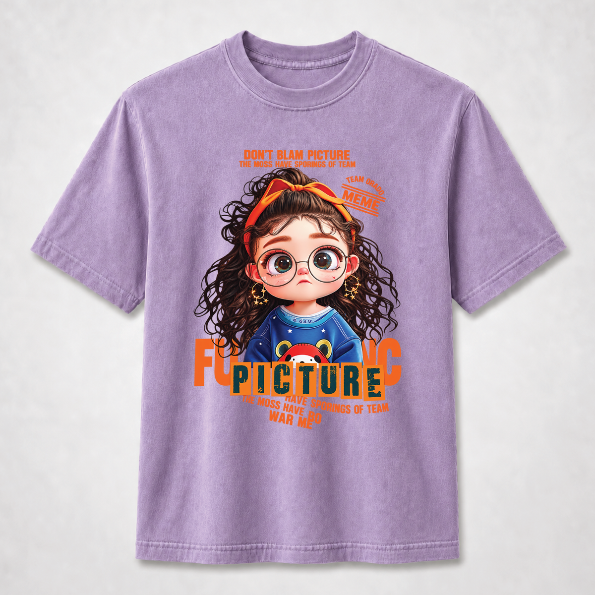 Orange Curly Girl Cute Graphic Tee