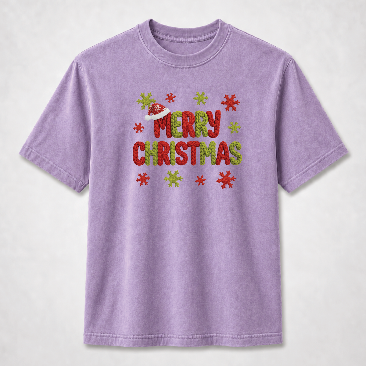Merry Christmas Knitted Lettering Holiday Graphic Tee