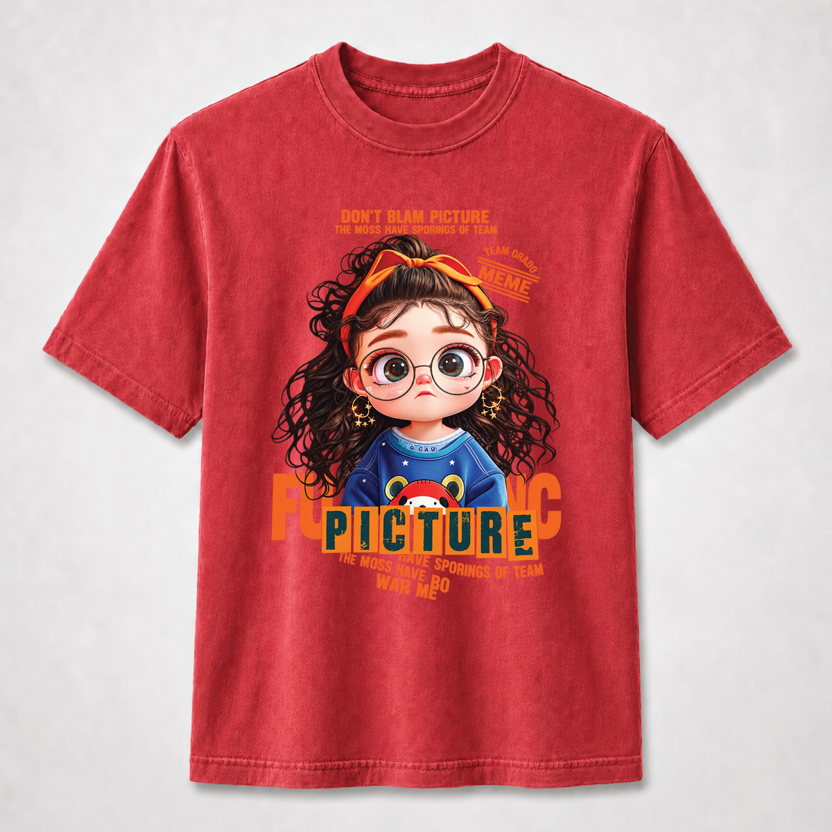 Orange Curly Girl Cute Graphic Tee