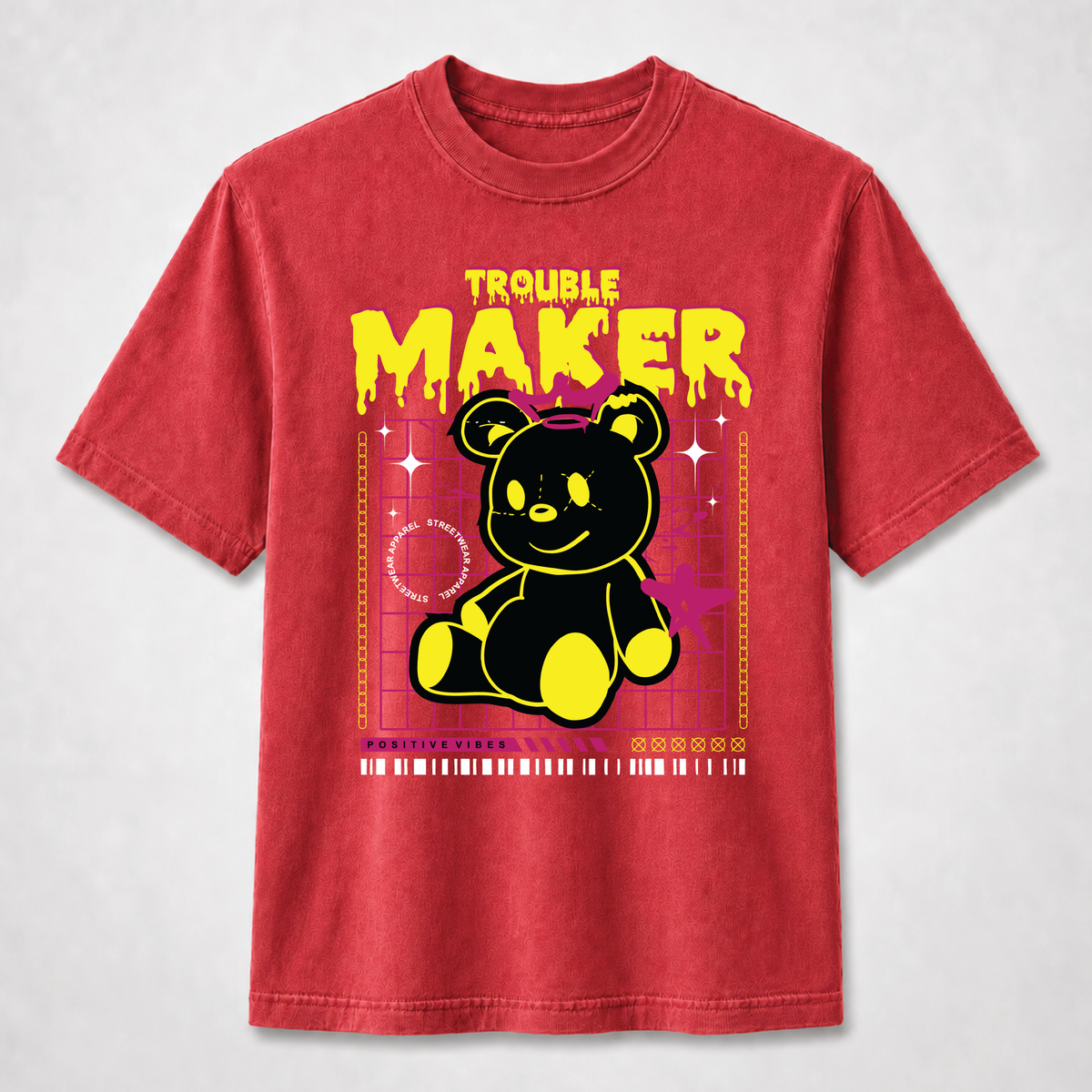 Trouble Maker Teddy Bear Streetwear Graphic Tee