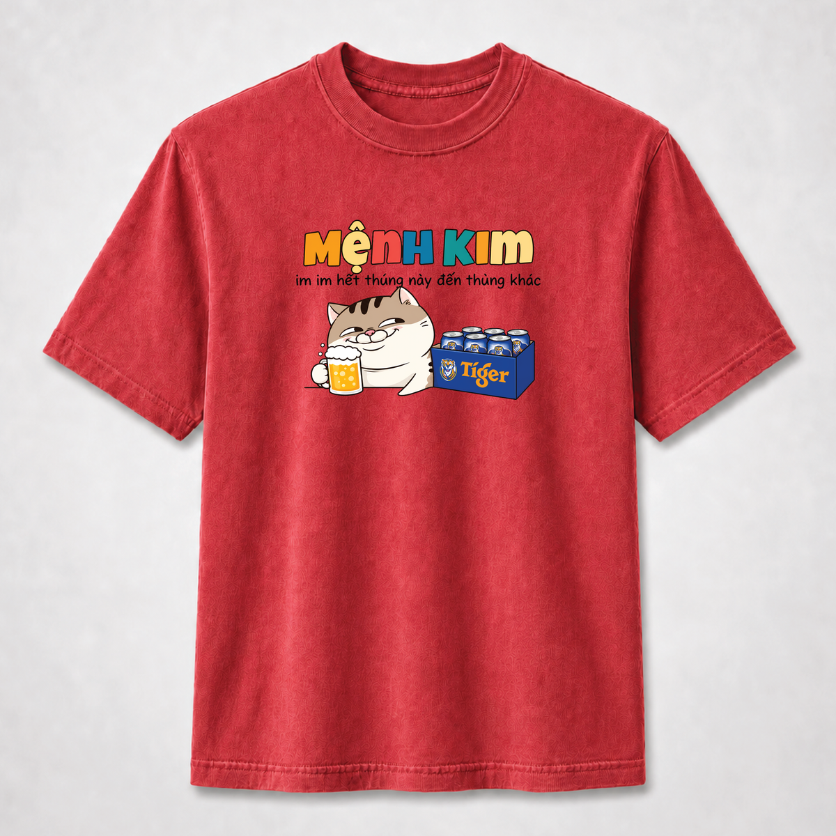 Mệnh Kim Funny Vietnamese Cat Beer Graphic Tee