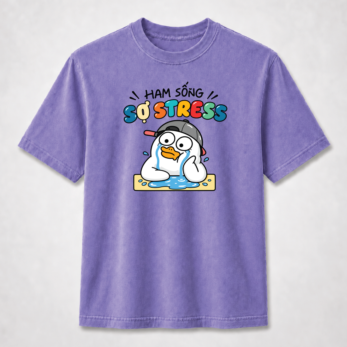 Ham Sống Sợ Stress Funny Crying Duck Graphic Tee