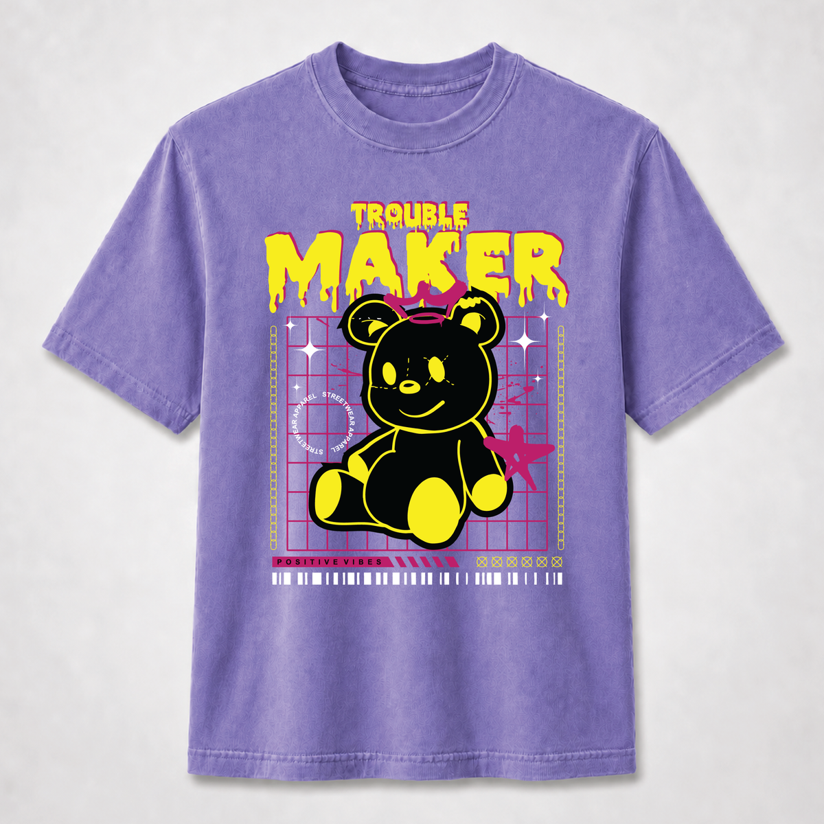 Trouble Maker Teddy Bear Streetwear Graphic Tee