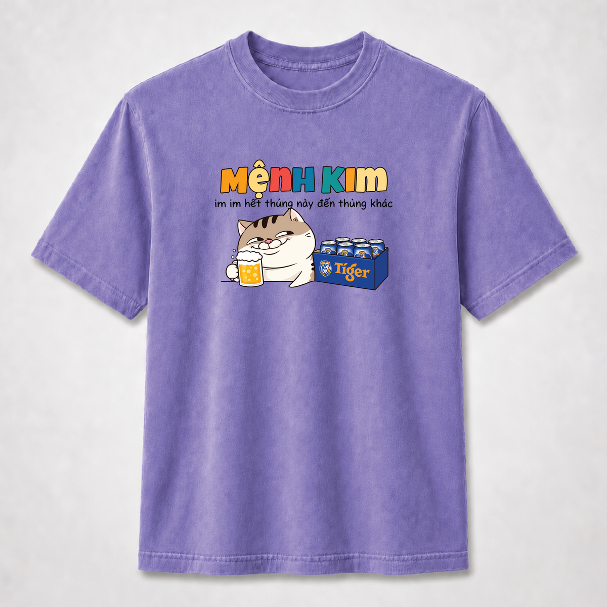 Mệnh Kim Funny Vietnamese Cat Beer Graphic Tee