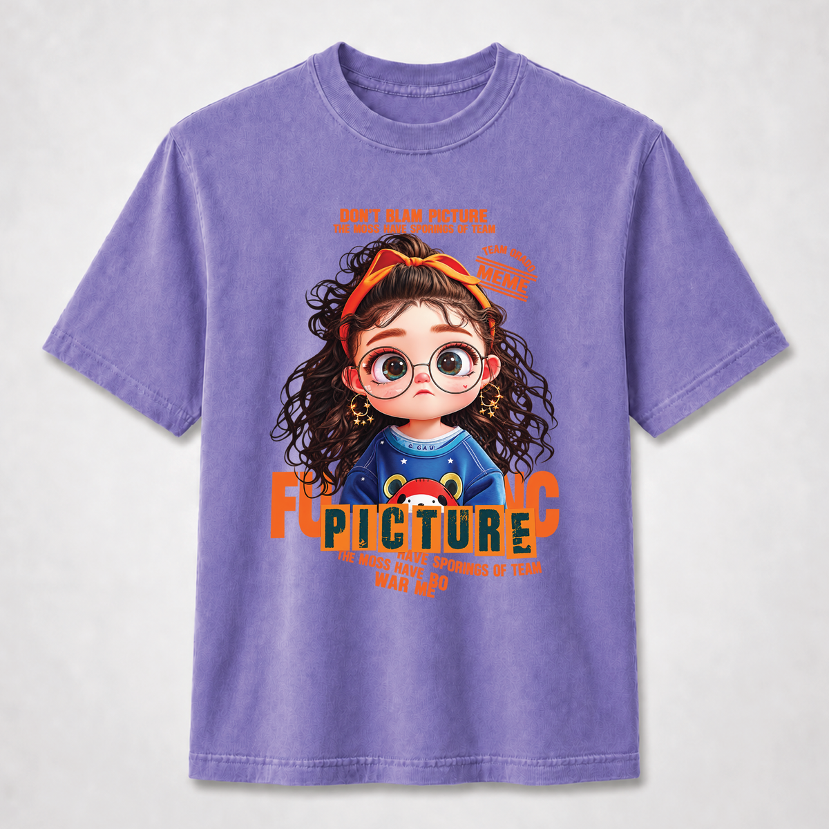 Orange Curly Girl Cute Graphic Tee