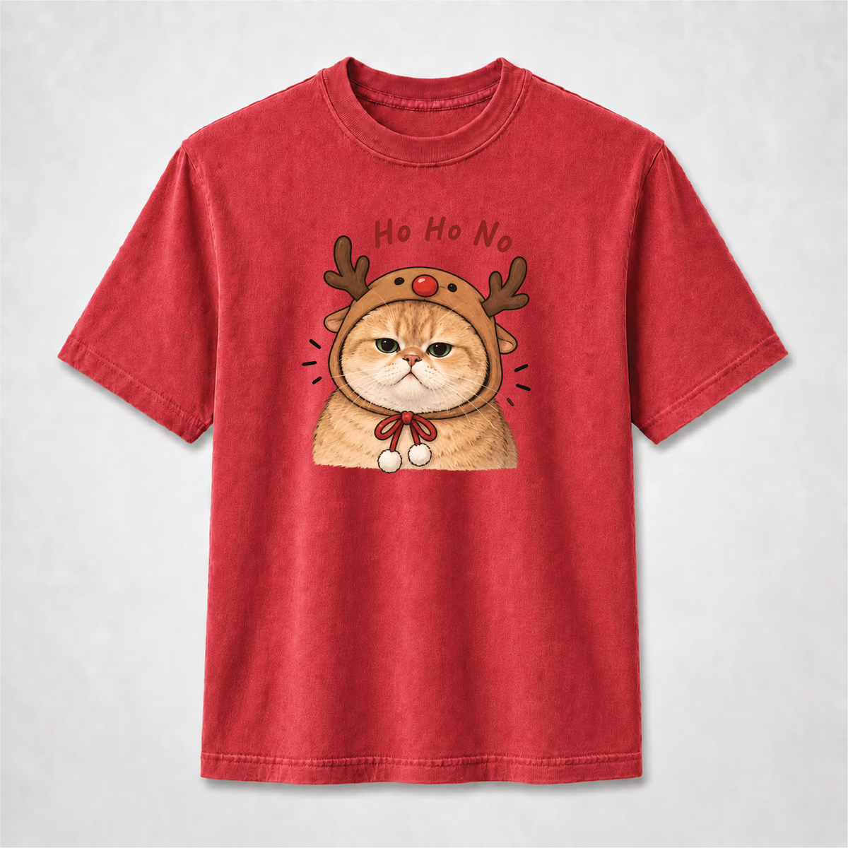 Ho Ho No Grumpy Reindeer Cat Christmas Graphic Tee