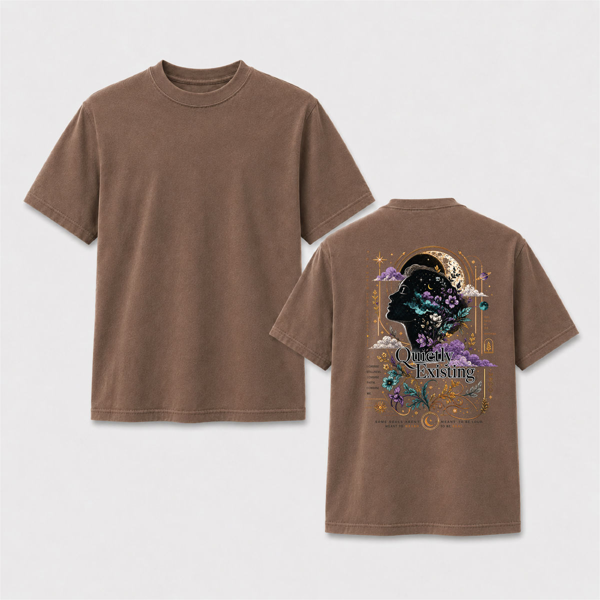 Quietly Existing Celestial Floral Back Print Graphic Tee