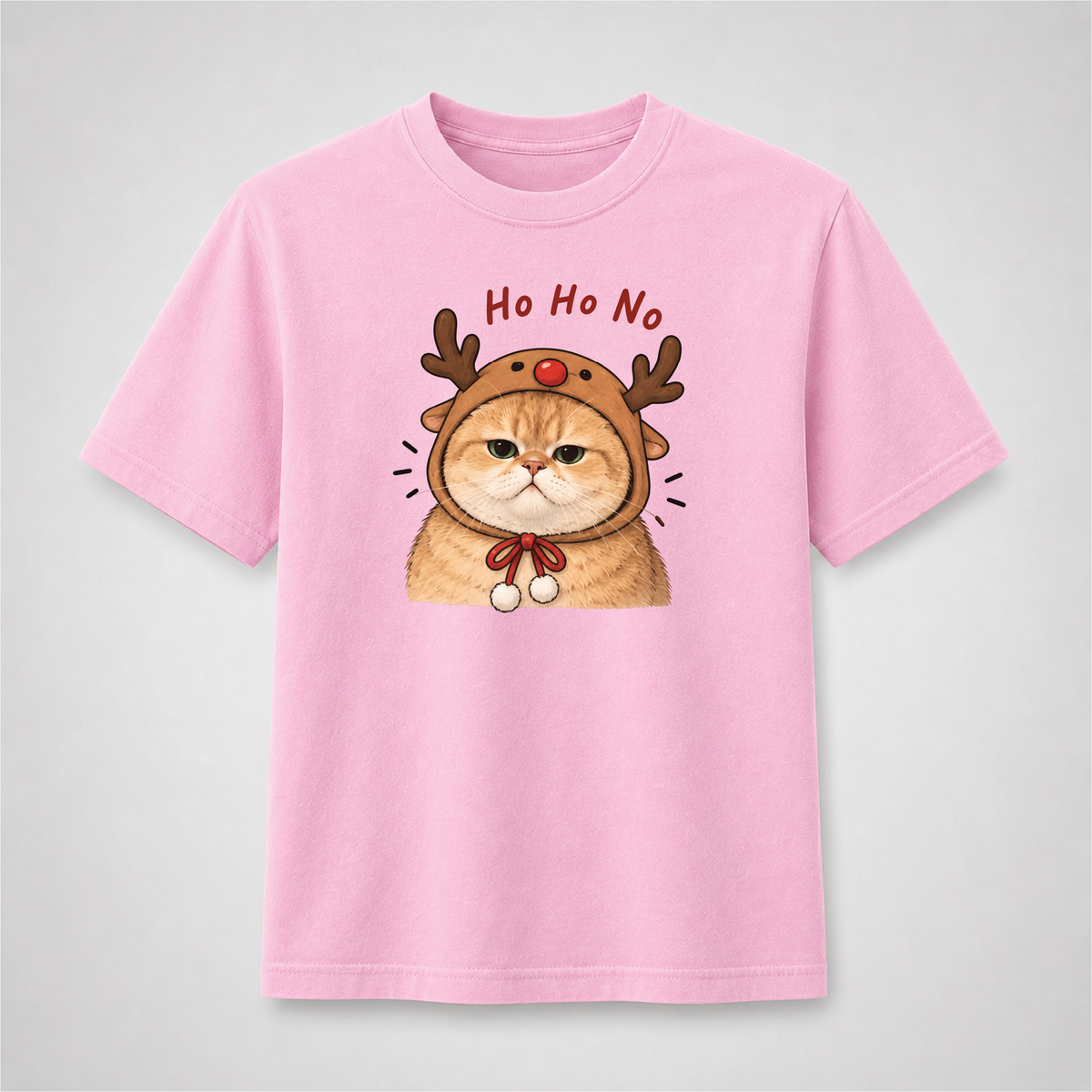 Ho Ho No Grumpy Reindeer Cat Christmas Graphic Tee