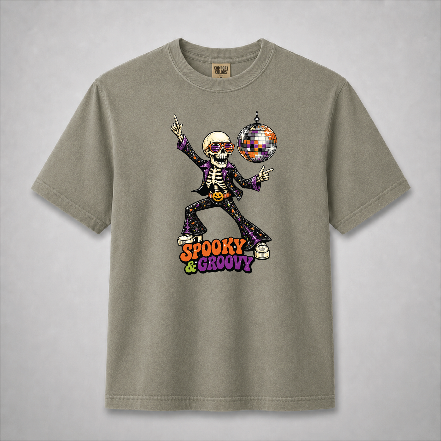 Spooky & Groovy Disco Skeleton Halloween T-Shirt