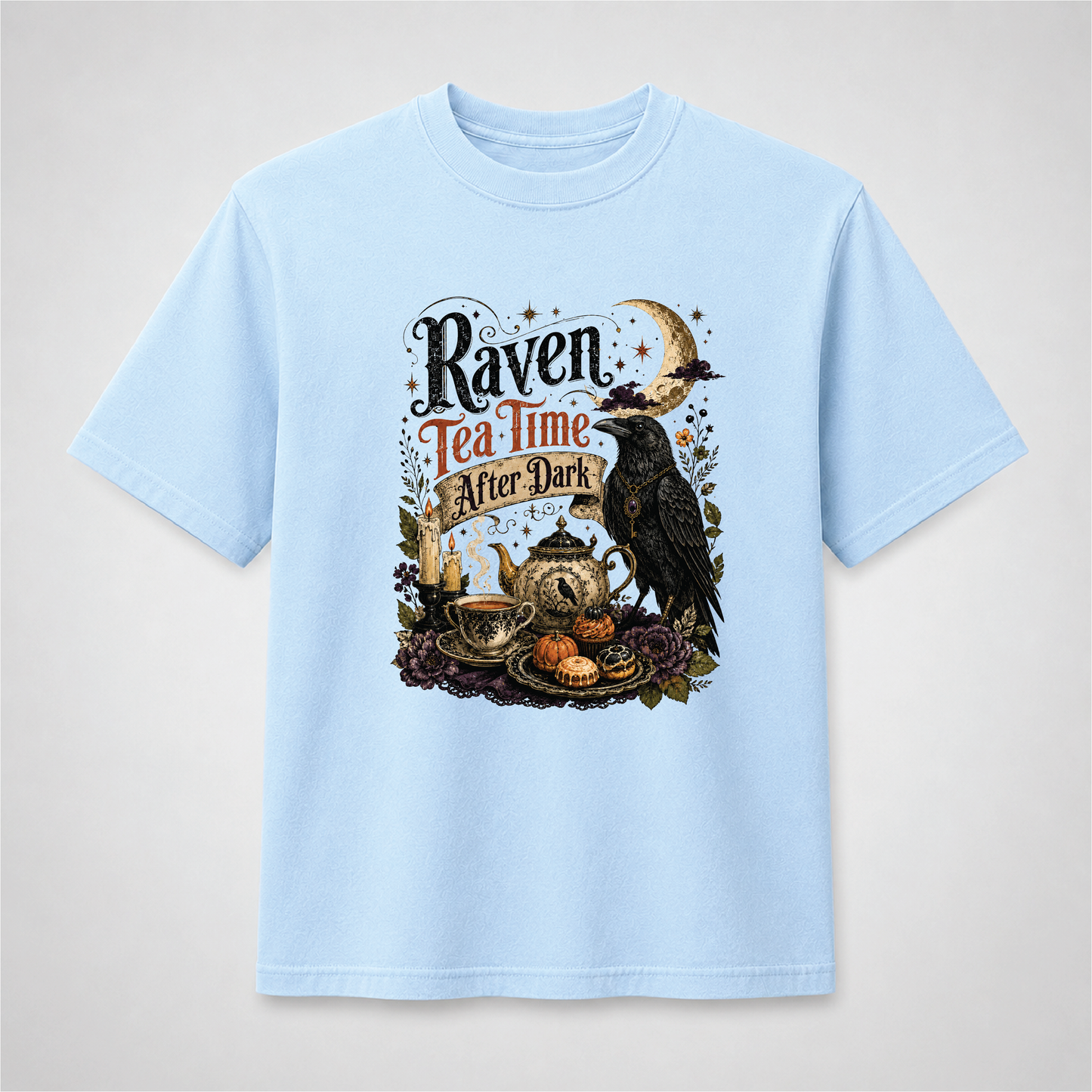 Raven Tea Time Shirt | Gothic After Dark Witchy Tee