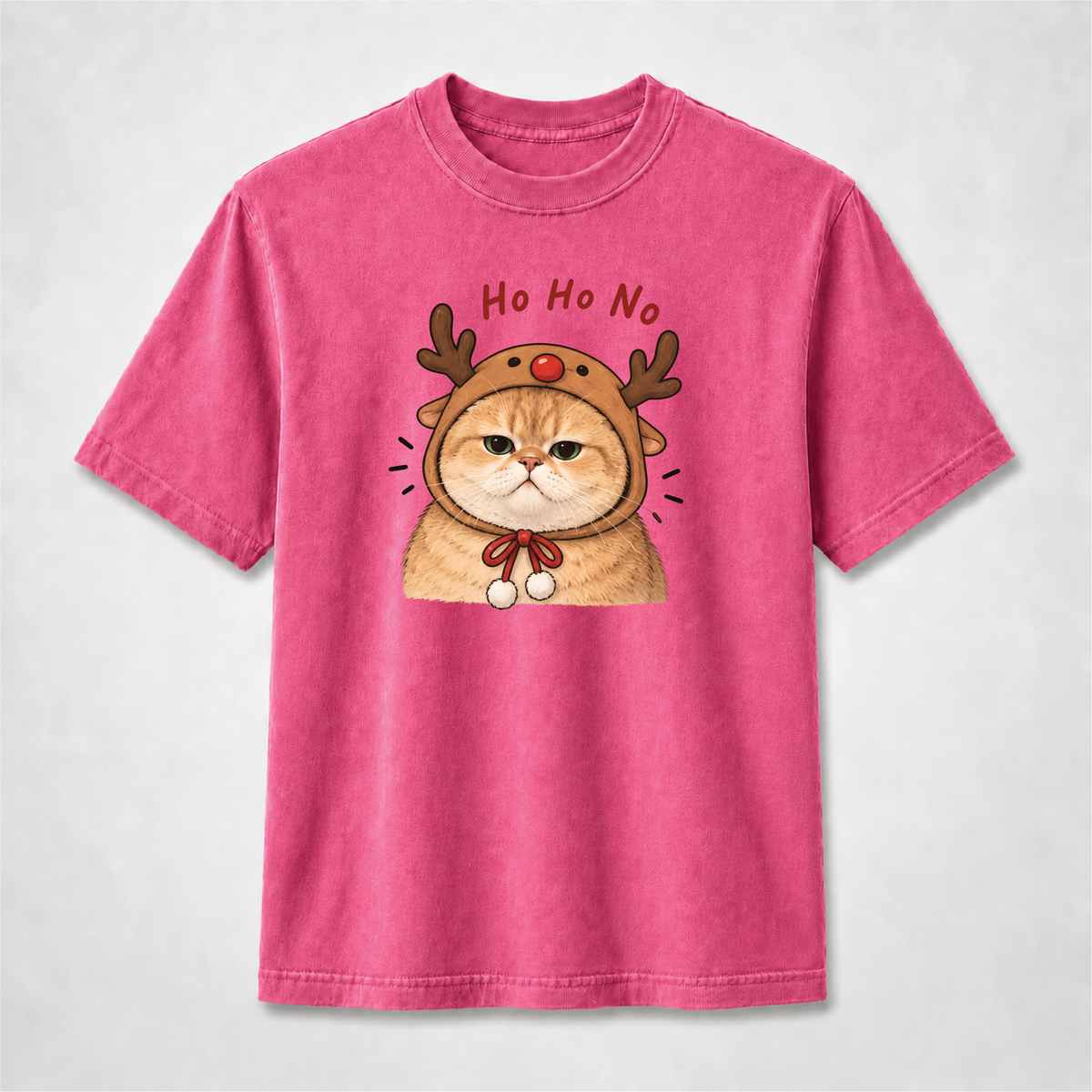 Ho Ho No Grumpy Reindeer Cat Christmas Graphic Tee