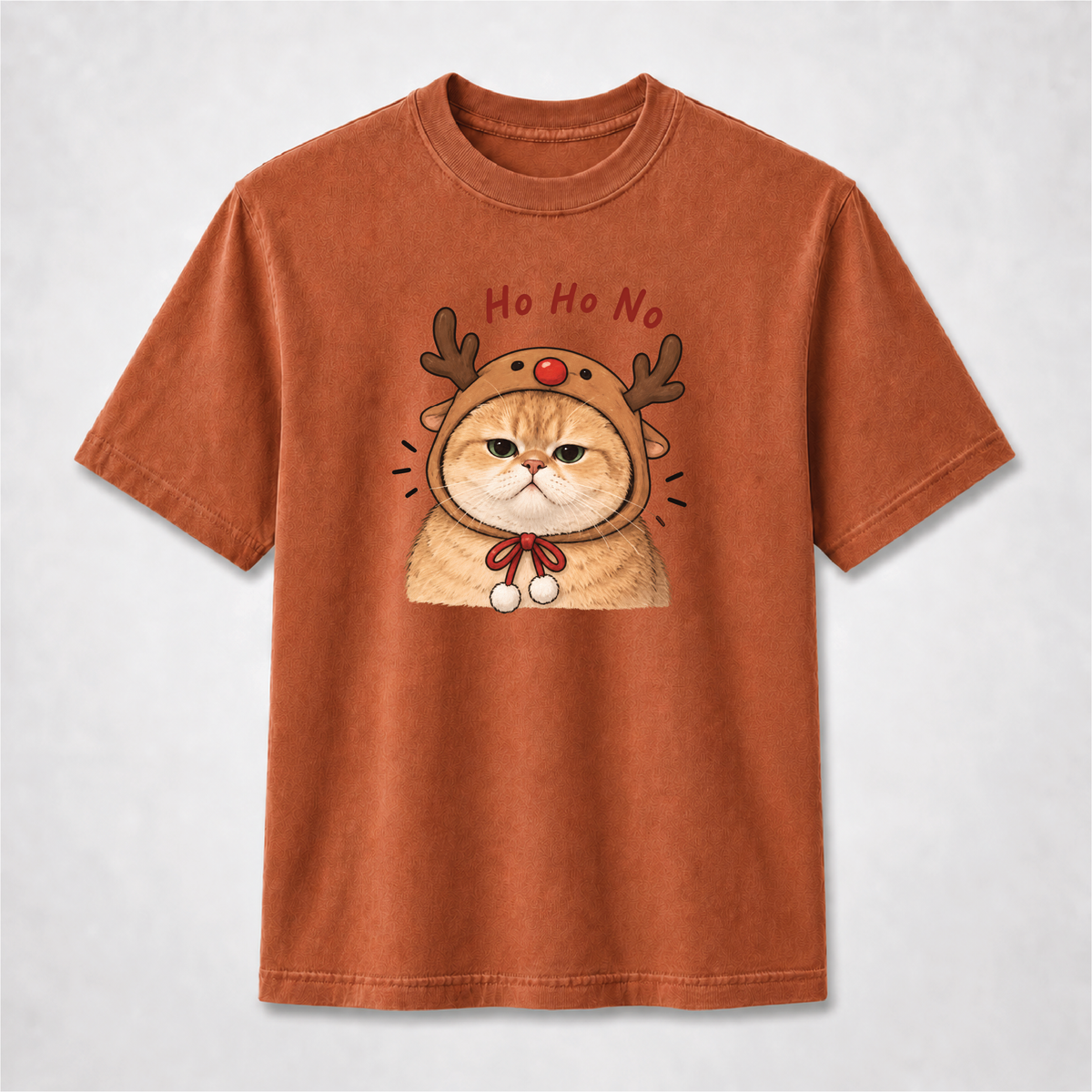Ho Ho No Grumpy Reindeer Cat Christmas Graphic Tee