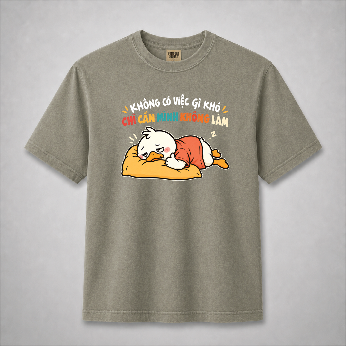 Nothing Is Difficult Lazy Duck Vietnamese Graphic Tee