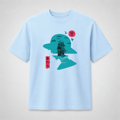 Ocean Voyage Pirate Graphic Tee – Anime-Inspired Sailing Adventure Shirt