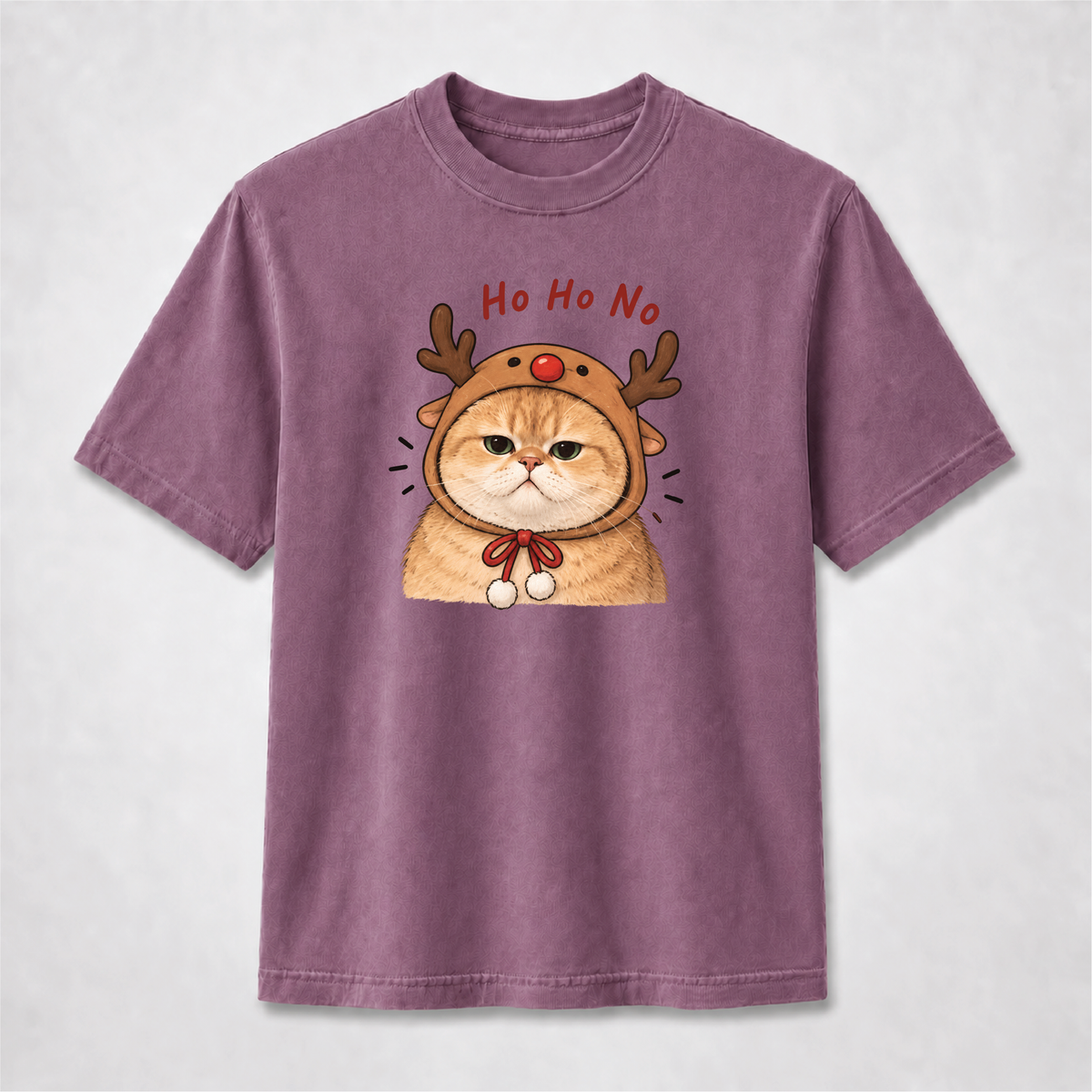 Ho Ho No Grumpy Reindeer Cat Christmas Graphic Tee