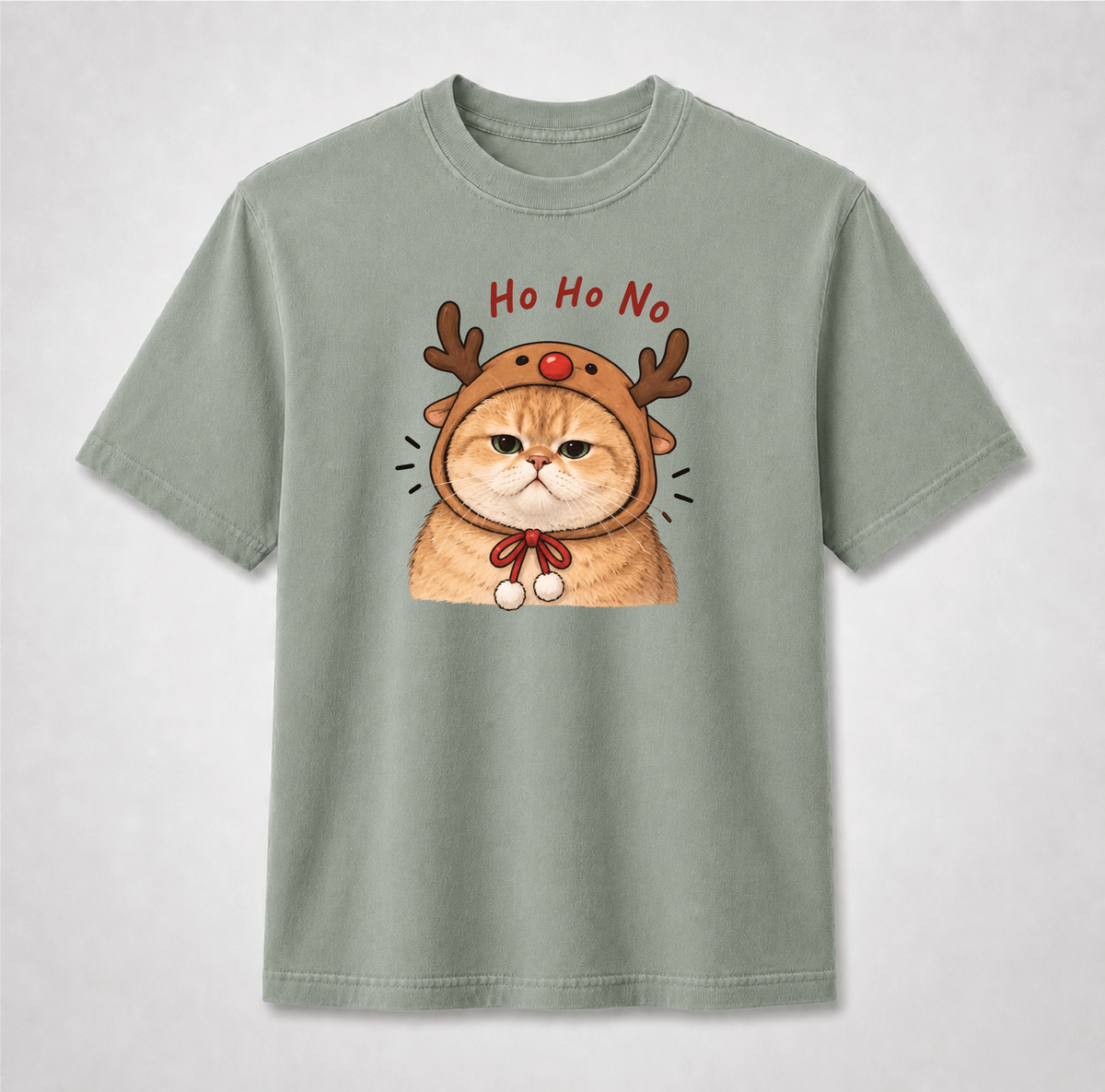 Ho Ho No Grumpy Reindeer Cat Christmas Graphic Tee
