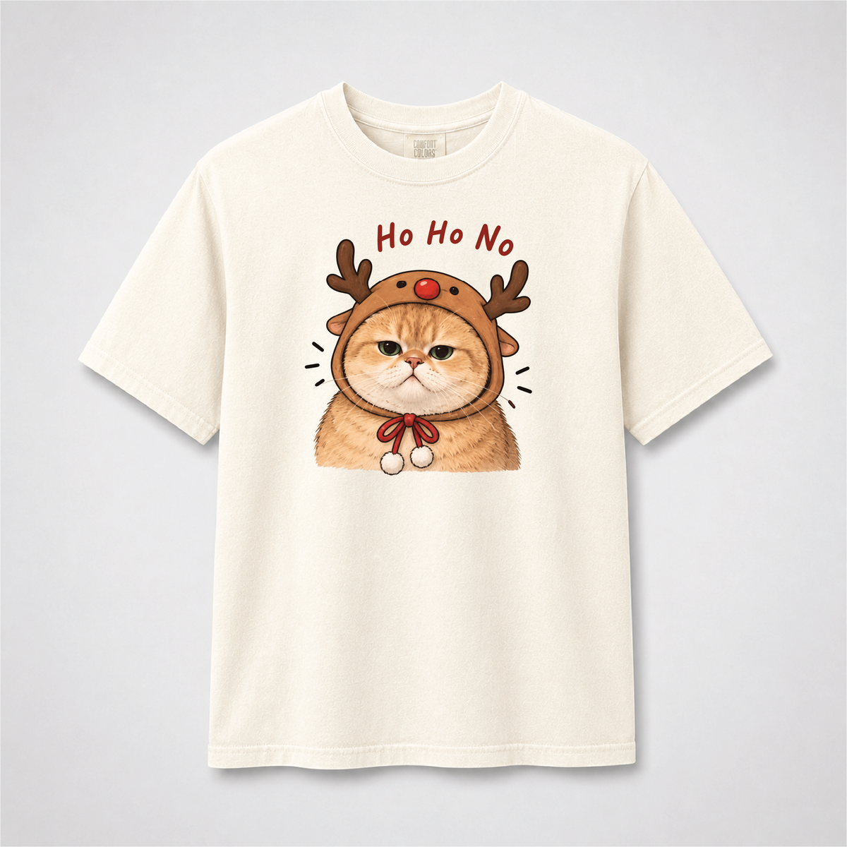 Ho Ho No Grumpy Reindeer Cat Christmas Graphic Tee