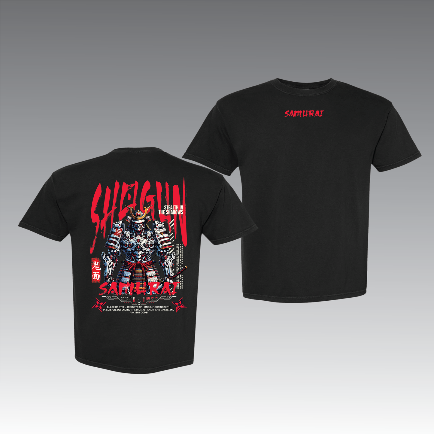 Cyber Samurai Graphic T-Shirt – Futuristic Streetwear Unisex Tee