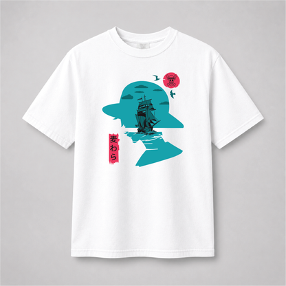 Ocean Voyage Pirate Graphic Tee – Anime-Inspired Sailing Adventure Shirt