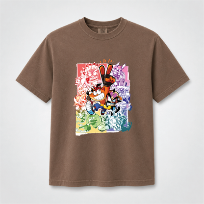 Retro Gaming Adventure Graphic Tee – Colorful Cartoon Gamer Shirt