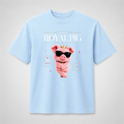 Pig Cute Graphic Tee – Pink Pig Crown & Sunglasses Shirt