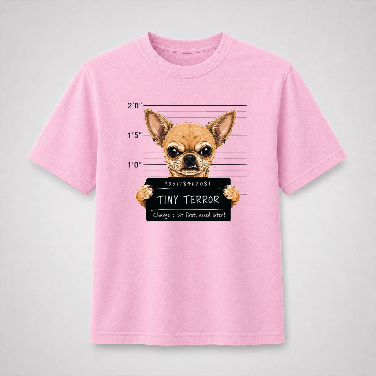Tiny Terror Funny Chihuahua Mugshot Graphic Tee