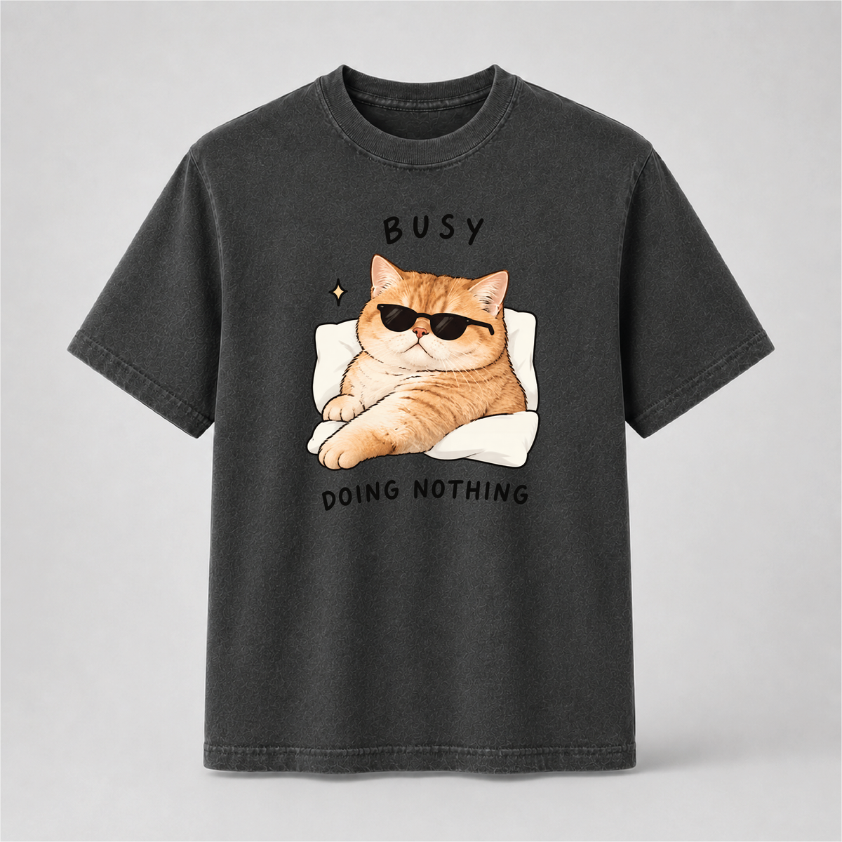 Busy Doing Nothing Funny Cat Graphic Tee