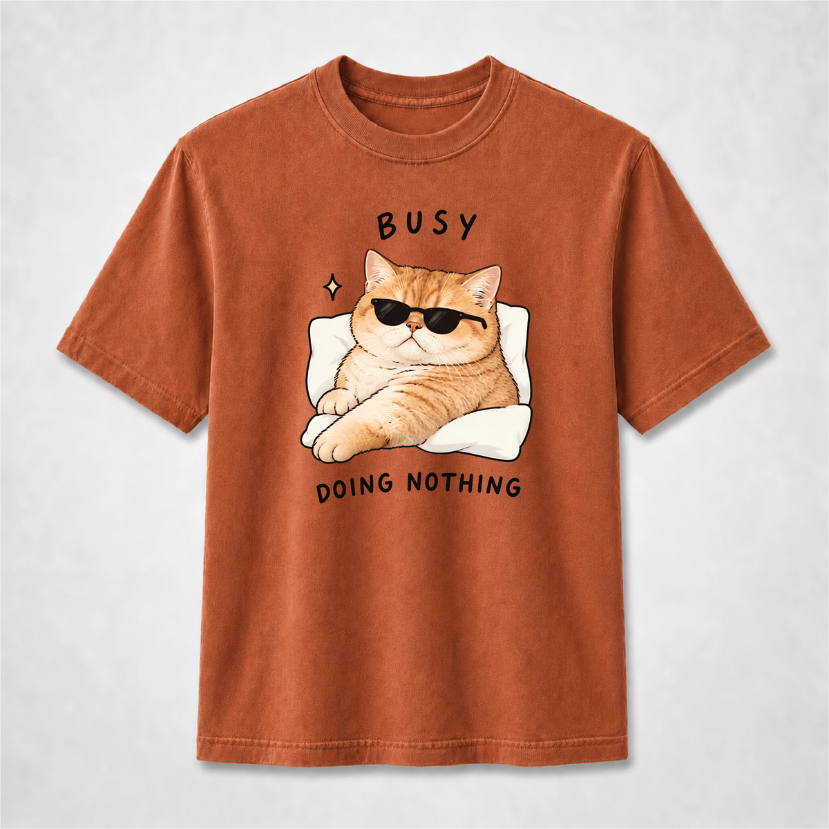 Busy Doing Nothing Funny Cat Graphic Tee