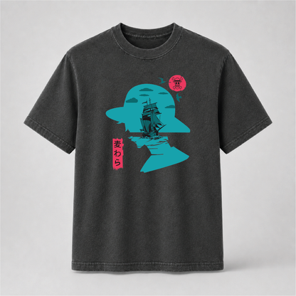 Ocean Voyage Pirate Graphic Tee – Anime-Inspired Sailing Adventure Shirt