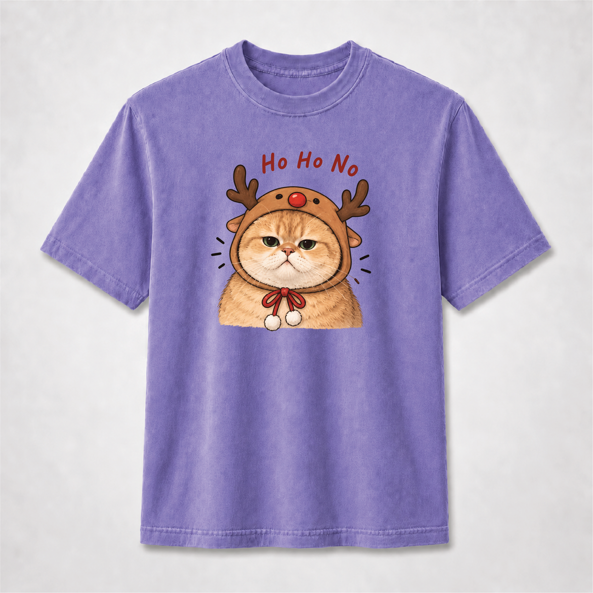 Ho Ho No Grumpy Reindeer Cat Christmas Graphic Tee