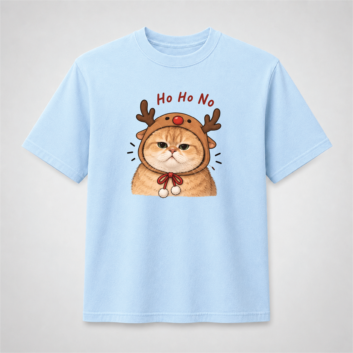 Ho Ho No Grumpy Reindeer Cat Christmas Graphic Tee
