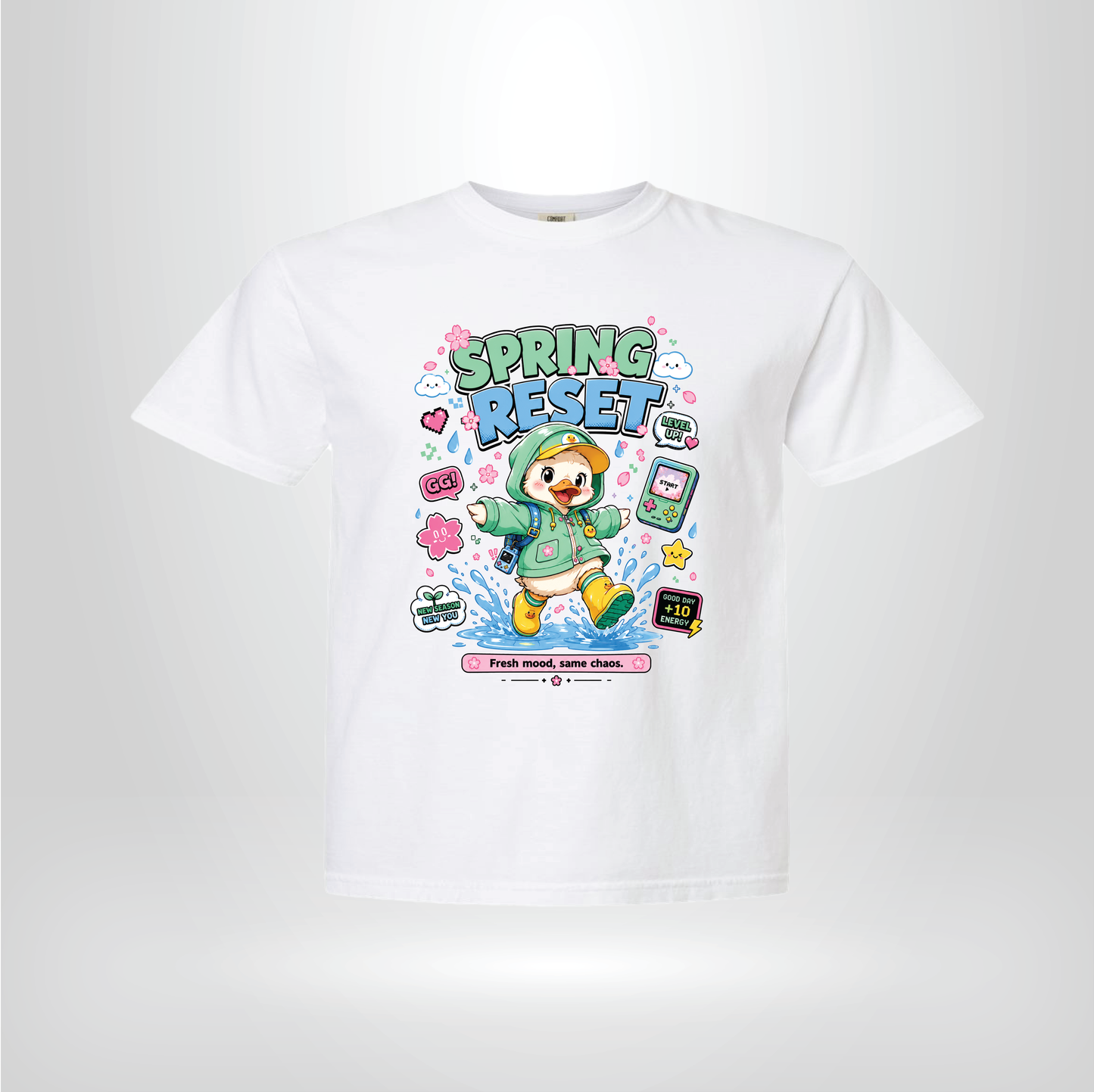 Spring Reset Duck Tee – Rainy Day Graphic Shirt
