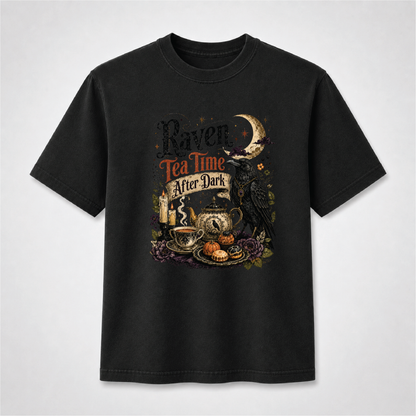 Raven Tea Time Shirt | Gothic After Dark Witchy Tee