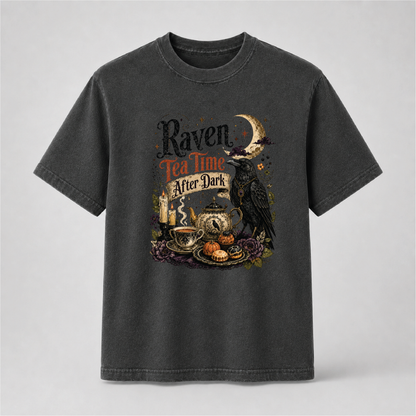 Raven Tea Time Shirt | Gothic After Dark Witchy Tee
