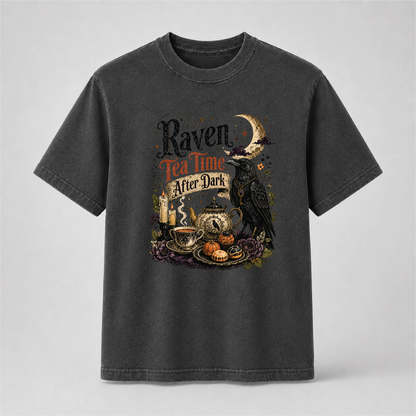 Raven Tea Time Shirt | Gothic After Dark Witchy Tee