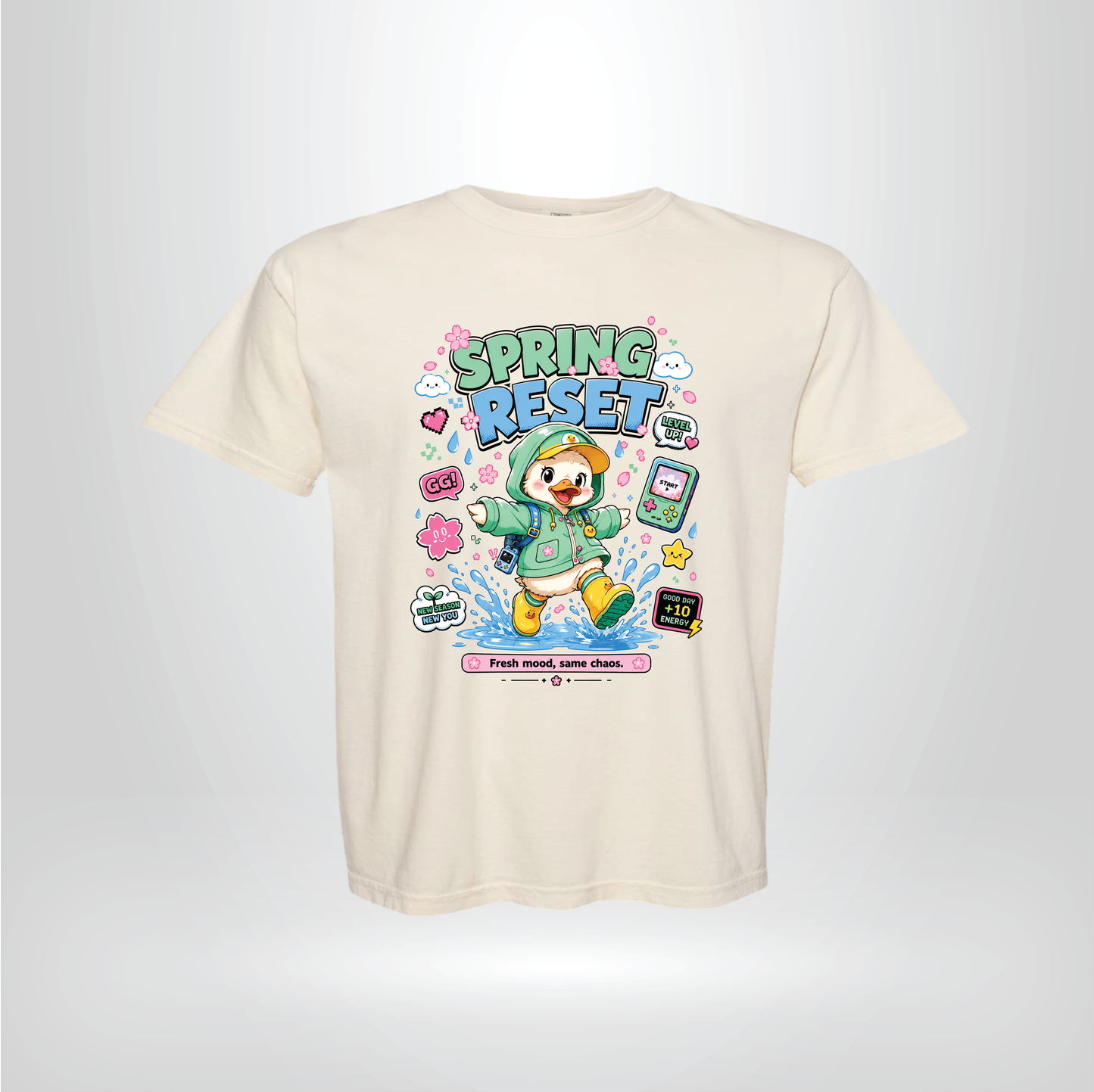 Spring Reset Duck Tee – Rainy Day Graphic Shirt