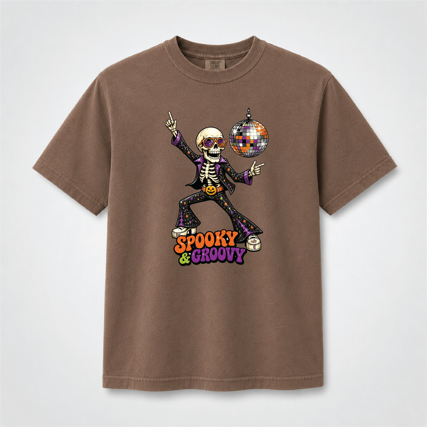 Spooky & Groovy Disco Skeleton Halloween T-Shirt