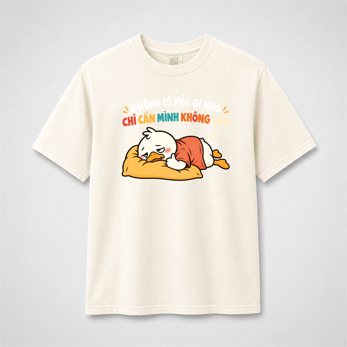 Nothing Is Difficult Lazy Duck Vietnamese Graphic Tee