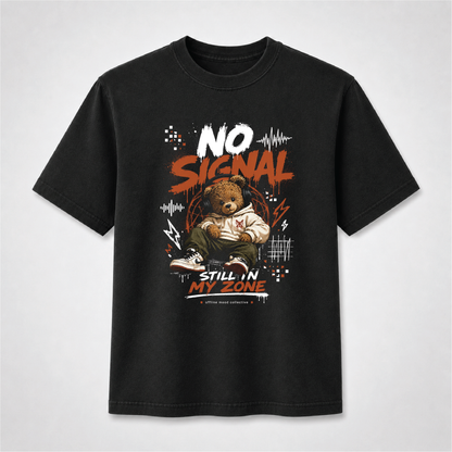 No Signal Teddy Bear Halftone Graphic T-Shirt – Streetwear Tee