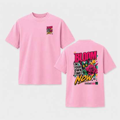Bloom in Your Own Time T-Shirt – Butterfly Rose Front & Back Graphic Tee
