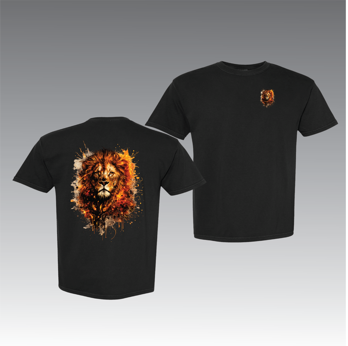Lion Graphic Front and Back T-Shirt