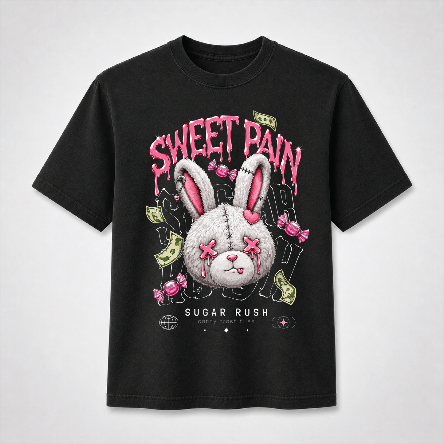 Sweet Pain Gothic Bunny T-Shirt – Creepy Cute Candy Rabbit Graphic Tee